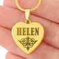 Helen - 18k Gold Finished Engraved Heart Pendant Necklace