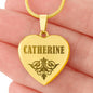 Catherine - 18k Gold Finished Engraved Heart Pendant Necklace