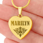 Marilyn - 18k Gold Finished Engraved Heart Pendant Necklace