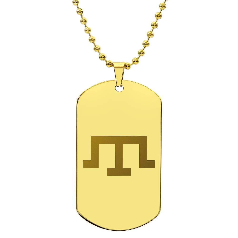 Tamga of Crimean Tatar Giray Dynasty - 18k Gold Finished Engraved Dog Tag Necklace