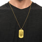 Tryzub - 18k Gold Finished Engraved Dog Tag Necklace