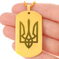 Tryzub - 18k Gold Finished Engraved Dog Tag Necklace