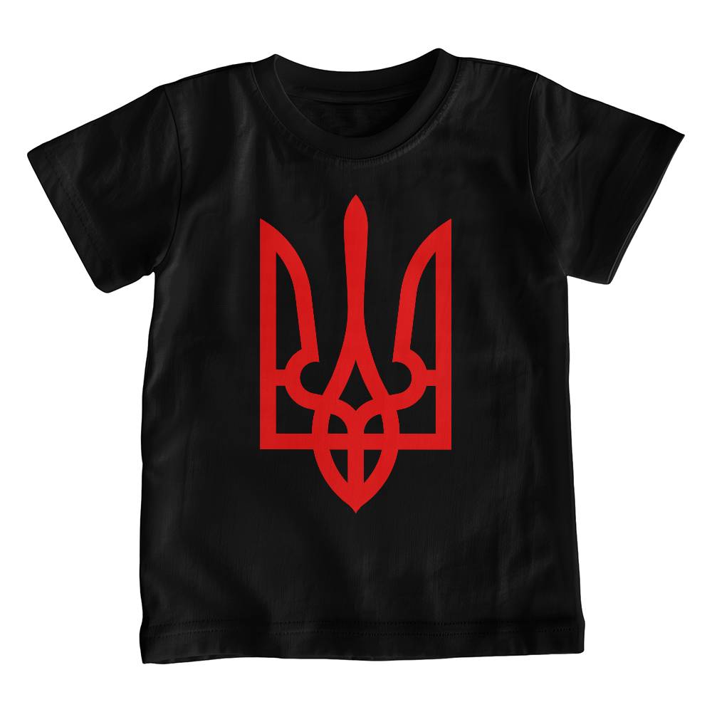 Tryzub (Red) - Black Bella + Canvas 3001Y Unisex Youth T-Shirt