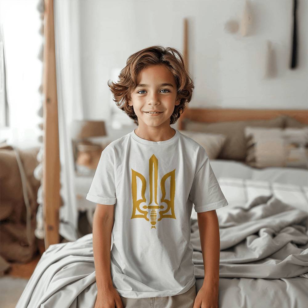 Stylized Tryzub - White Bella + Canvas 3001Y Unisex Youth T-Shirt