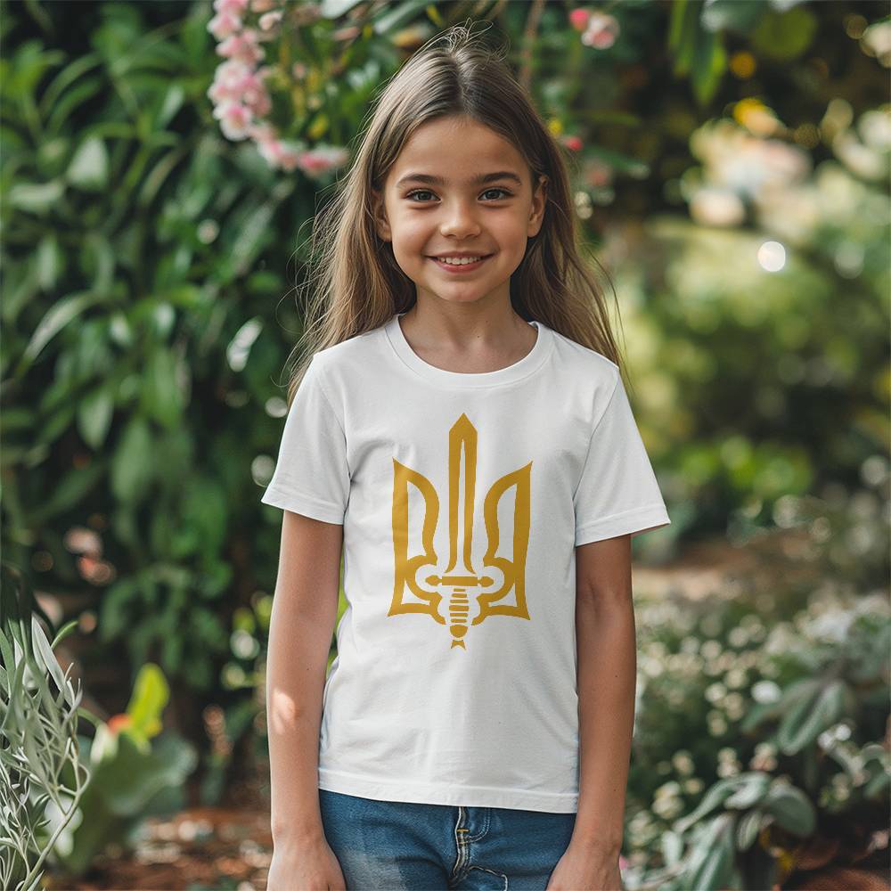 Stylized Tryzub - White Bella + Canvas 3001Y Unisex Youth T-Shirt