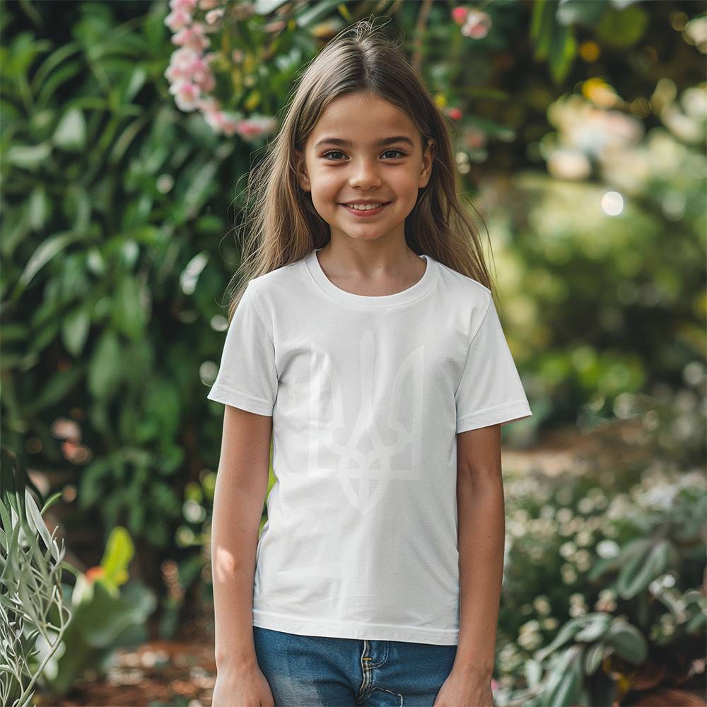 Tryzub (White) - Black Bella + Canvas 3001Y Unisex Youth T-Shirt