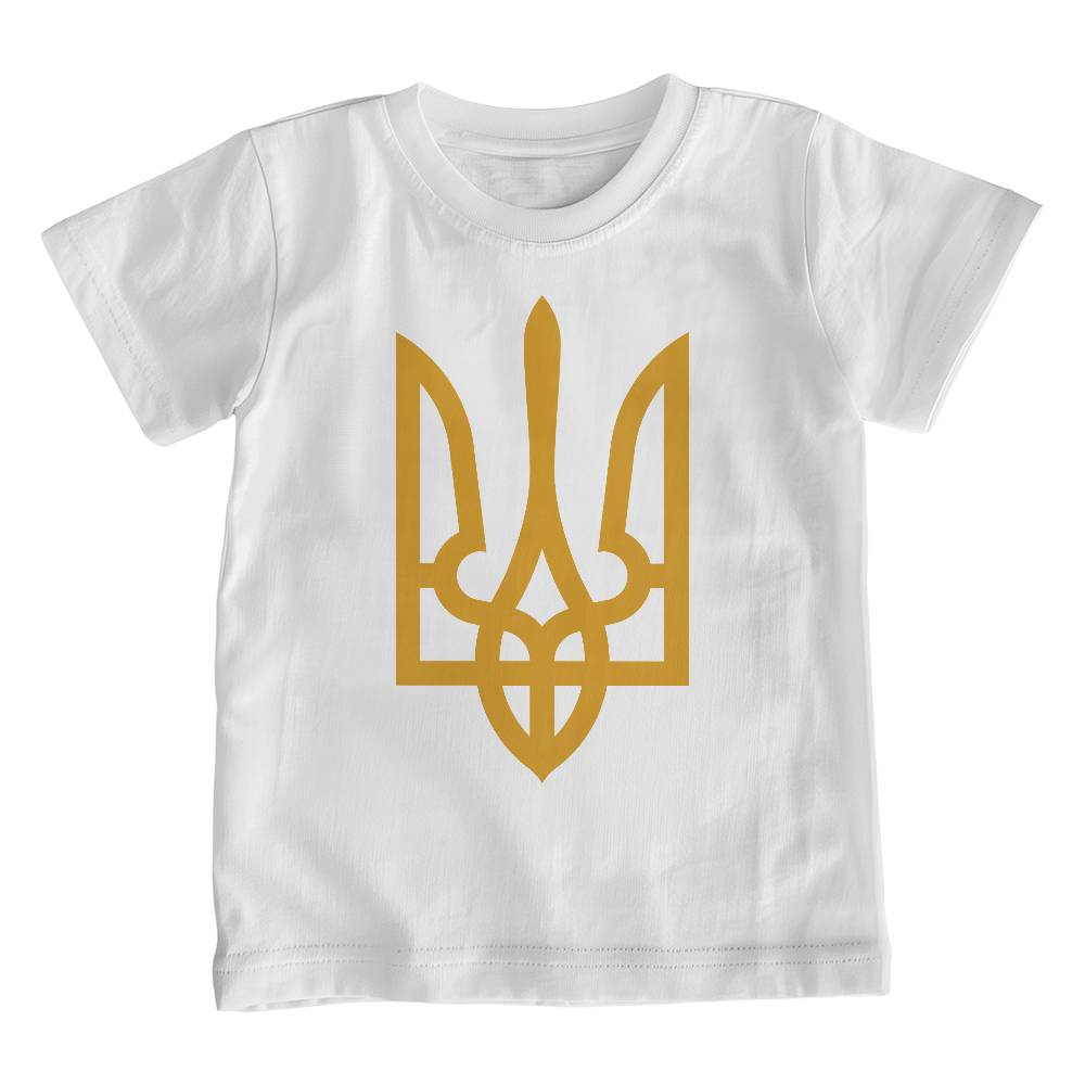 Tryzub (Gold) - White Bella + Canvas 3001Y Unisex Youth T-Shirt