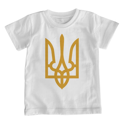 Tryzub (Gold) - White Bella + Canvas 3001Y Unisex Youth T-Shirt