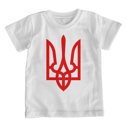 Tryzub (Red) - White Bella + Canvas 3001Y Unisex Youth T-Shirt
