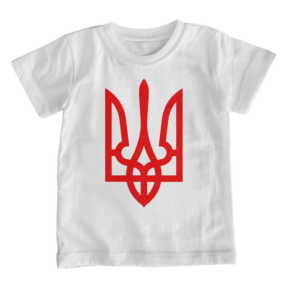 Tryzub (Red) - White Bella + Canvas 3001Y Unisex Youth T-Shirt