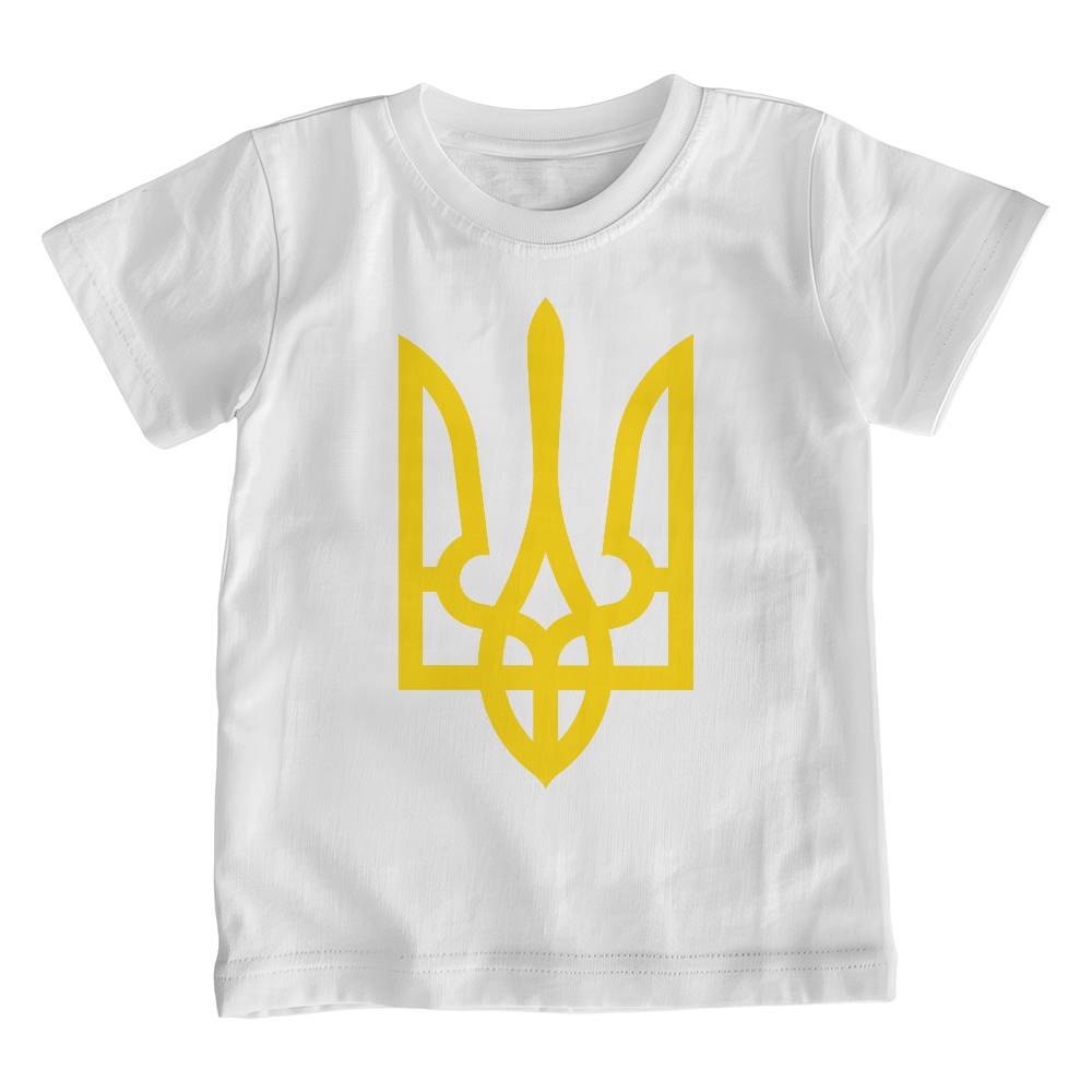 Tryzub (Yellow) - White Bella + Canvas 3001Y Unisex Youth T-Shirt