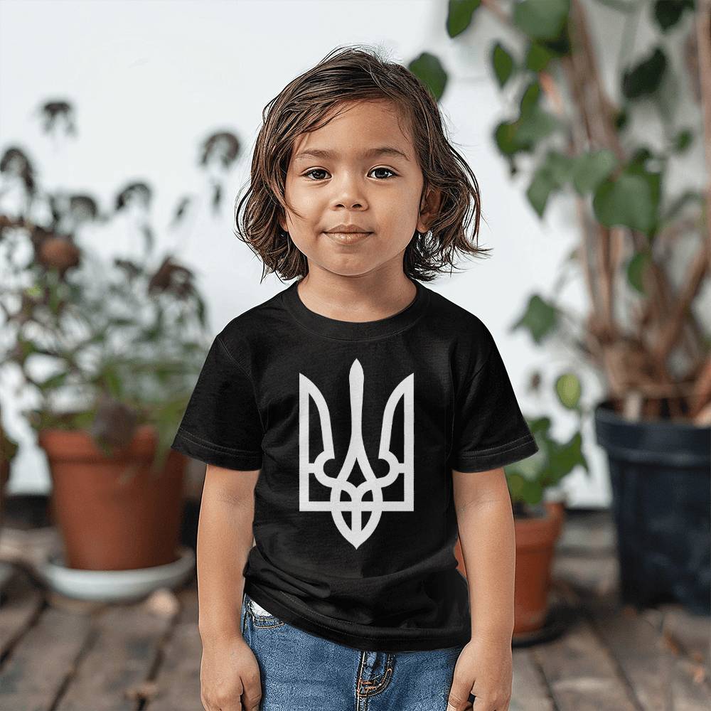 Tryzub (White) - Black Bella + Canvas 3001T Toddler Jersey Tee
