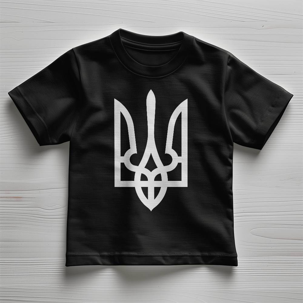 Tryzub (White) - Black Bella + Canvas 3001T Toddler Jersey Tee