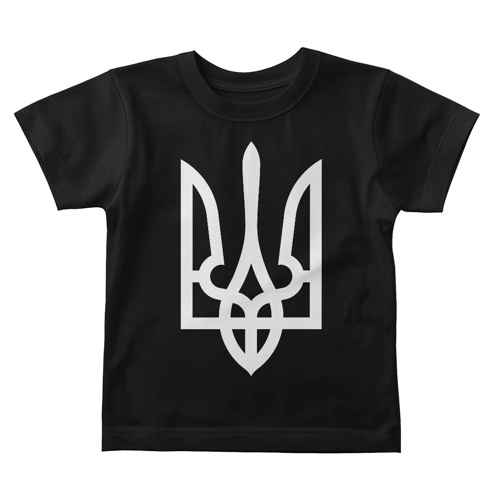 Tryzub (White) - Black Bella + Canvas 3001B Baby Jersey Tee