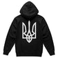 Tryzub (White) v2 - Black Bella + Canvas 3719 Unisex Pullover Hoodie