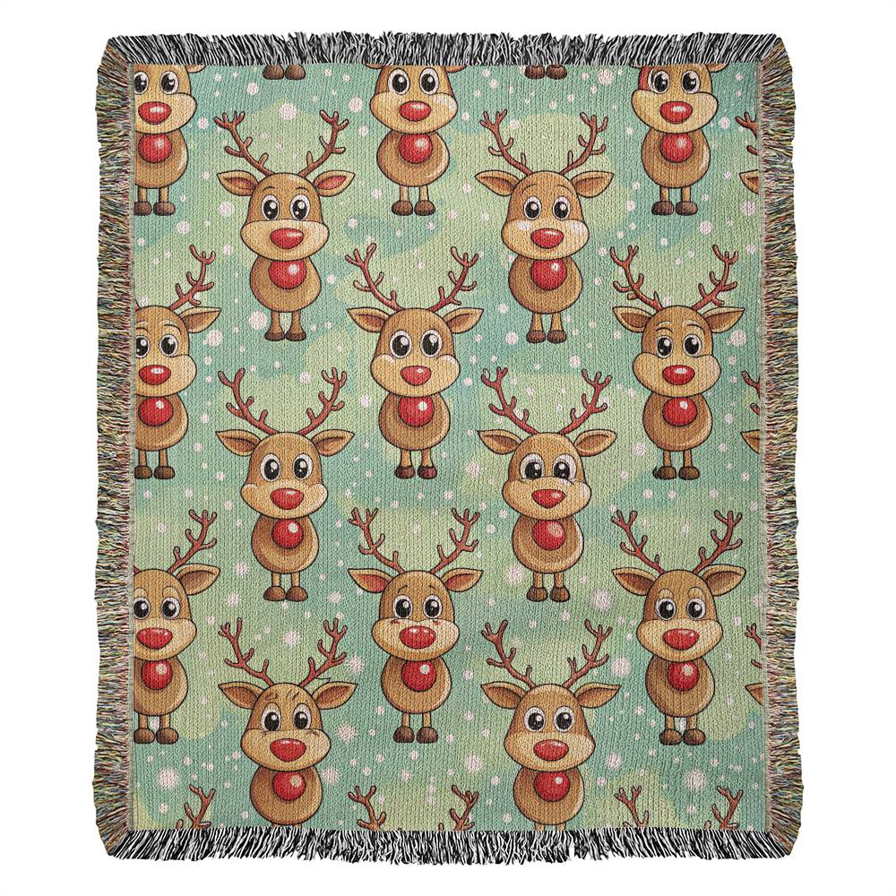 Funny Christmas Reindeer Pattern 10 - 50" x 60" Heirloom Woven Blanket