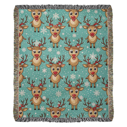 Funny Christmas Reindeer Pattern 06 - 50" x 60" Heirloom Woven Blanket