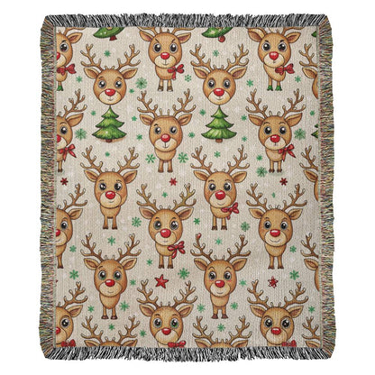 Funny Christmas Reindeer Pattern 09 - 50" x 60" Heirloom Woven Blanket