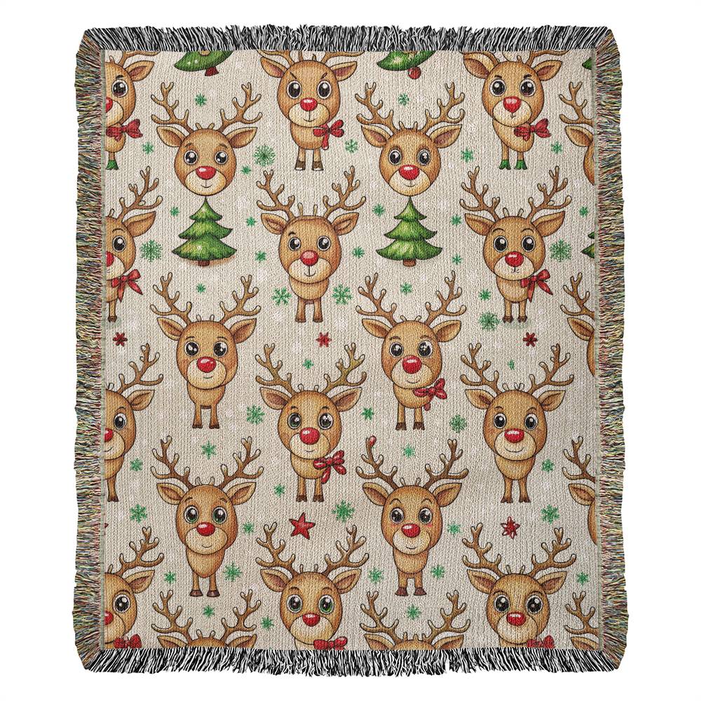 Funny Christmas Reindeer Pattern 09 - 50" x 60" Heirloom Woven Blanket