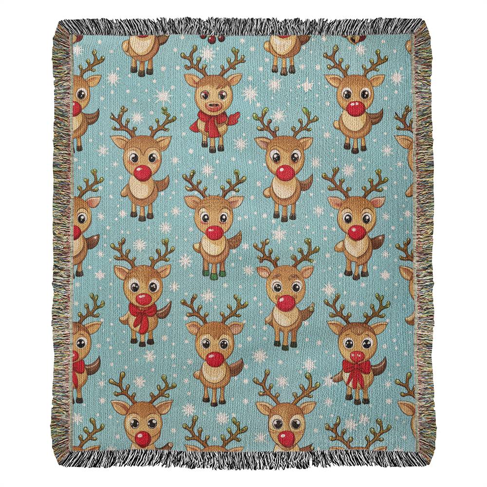 Funny Christmas Reindeer Pattern 05 - 50" x 60" Heirloom Woven Blanket