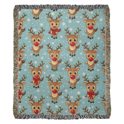Funny Christmas Reindeer Pattern 05 - 50" x 60" Heirloom Woven Blanket