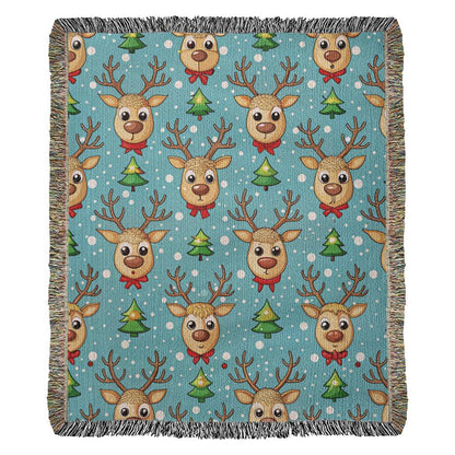 Funny Christmas Reindeer Pattern 11 - 50" x 60" Heirloom Woven Blanket