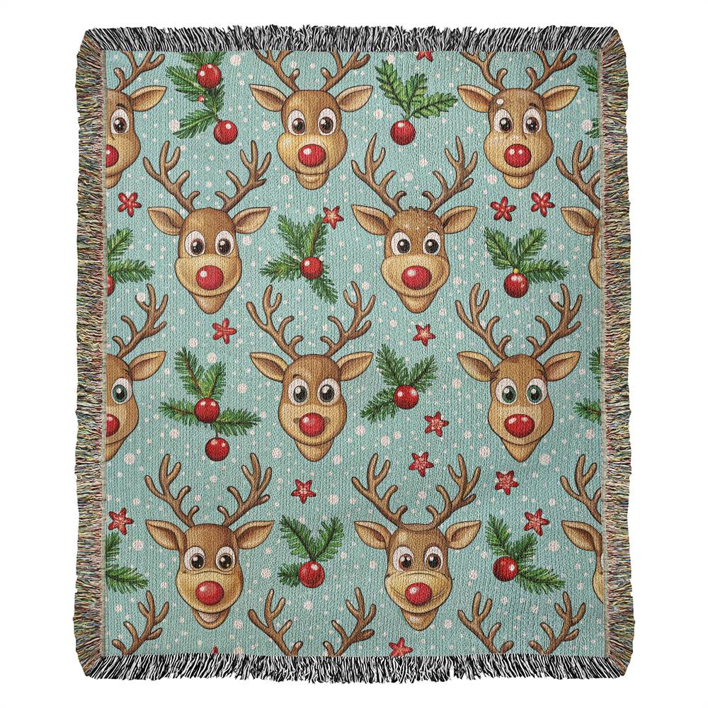 Funny Christmas Reindeer Pattern 04 - 50" x 60" Heirloom Woven Blanket