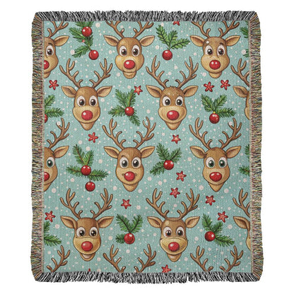 Funny Christmas Reindeer Pattern 04 - 50" x 60" Heirloom Woven Blanket