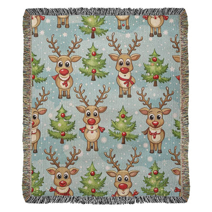 Funny Christmas Reindeer Pattern 08 - 50" x 60" Heirloom Woven Blanket
