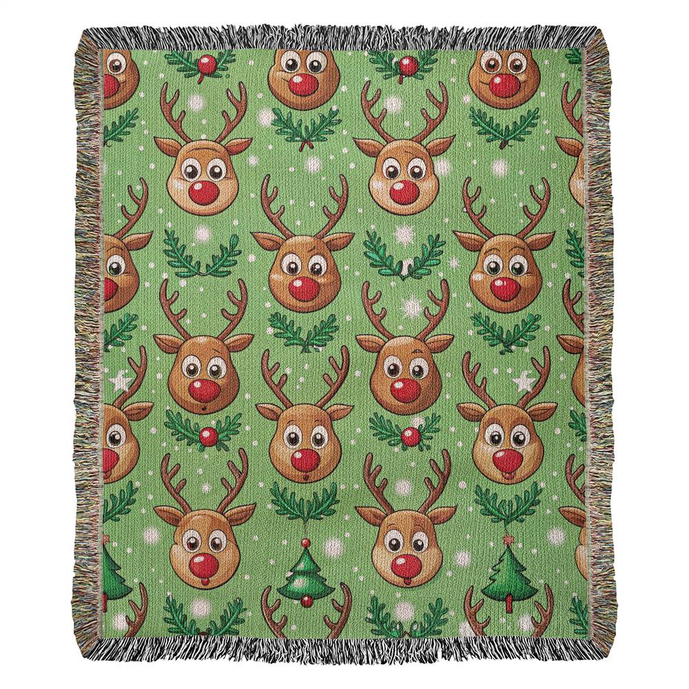 Funny Christmas Reindeer Pattern 01 - 50" x 60" Heirloom Woven Blanket