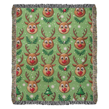 Funny Christmas Reindeer Pattern 01 - 50" x 60" Heirloom Woven Blanket