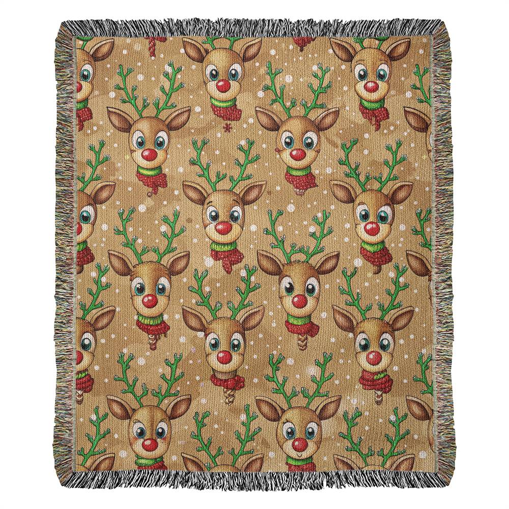 Funny Christmas Reindeer Pattern 07 - 50" x 60" Heirloom Woven Blanket