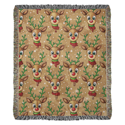 Funny Christmas Reindeer Pattern 07 - 50" x 60" Heirloom Woven Blanket
