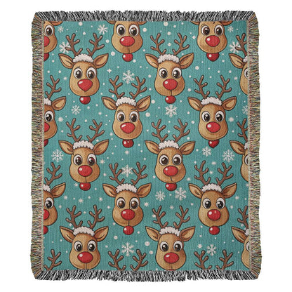 Funny Christmas Reindeer Pattern 03 - 50" x 60" Heirloom Woven Blanket