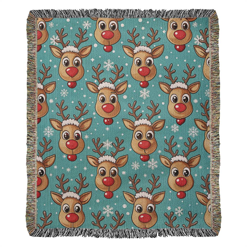 Funny Christmas Reindeer Pattern 03 - 50" x 60" Heirloom Woven Blanket