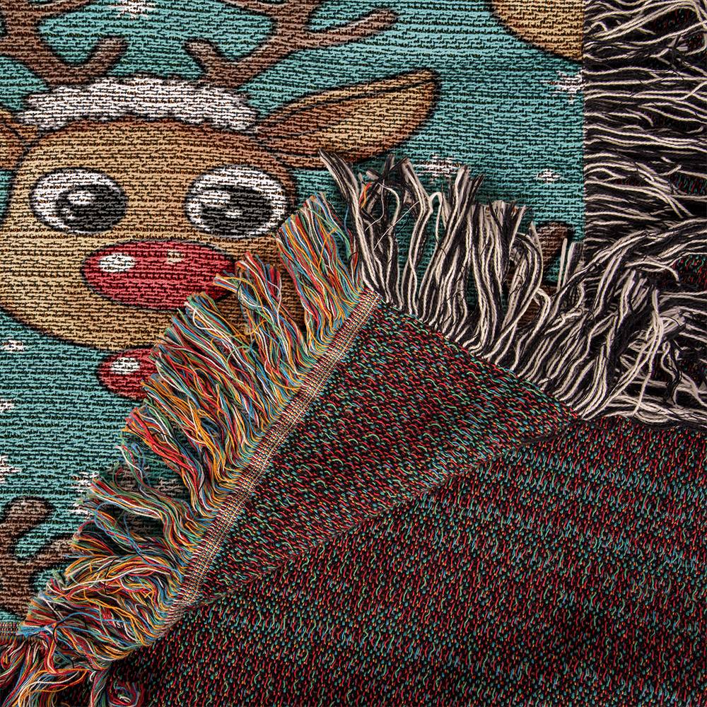 Funny Christmas Reindeer Pattern 03 - 50" x 60" Heirloom Woven Blanket
