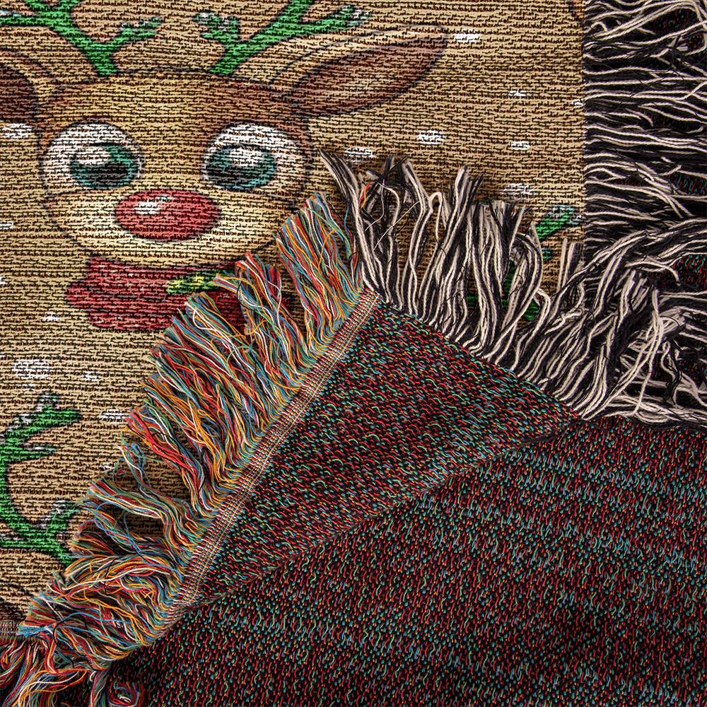 Funny Christmas Reindeer Pattern 07 - 50" x 60" Heirloom Woven Blanket