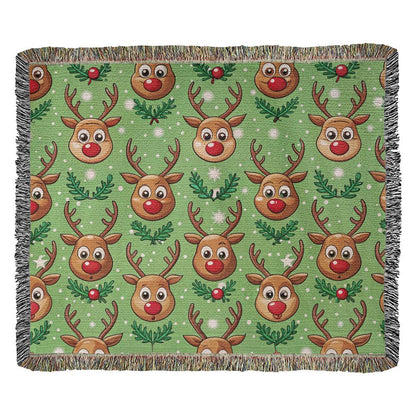 Funny Christmas Reindeer Pattern 01 - 60" x 50" Heirloom Woven Blanket