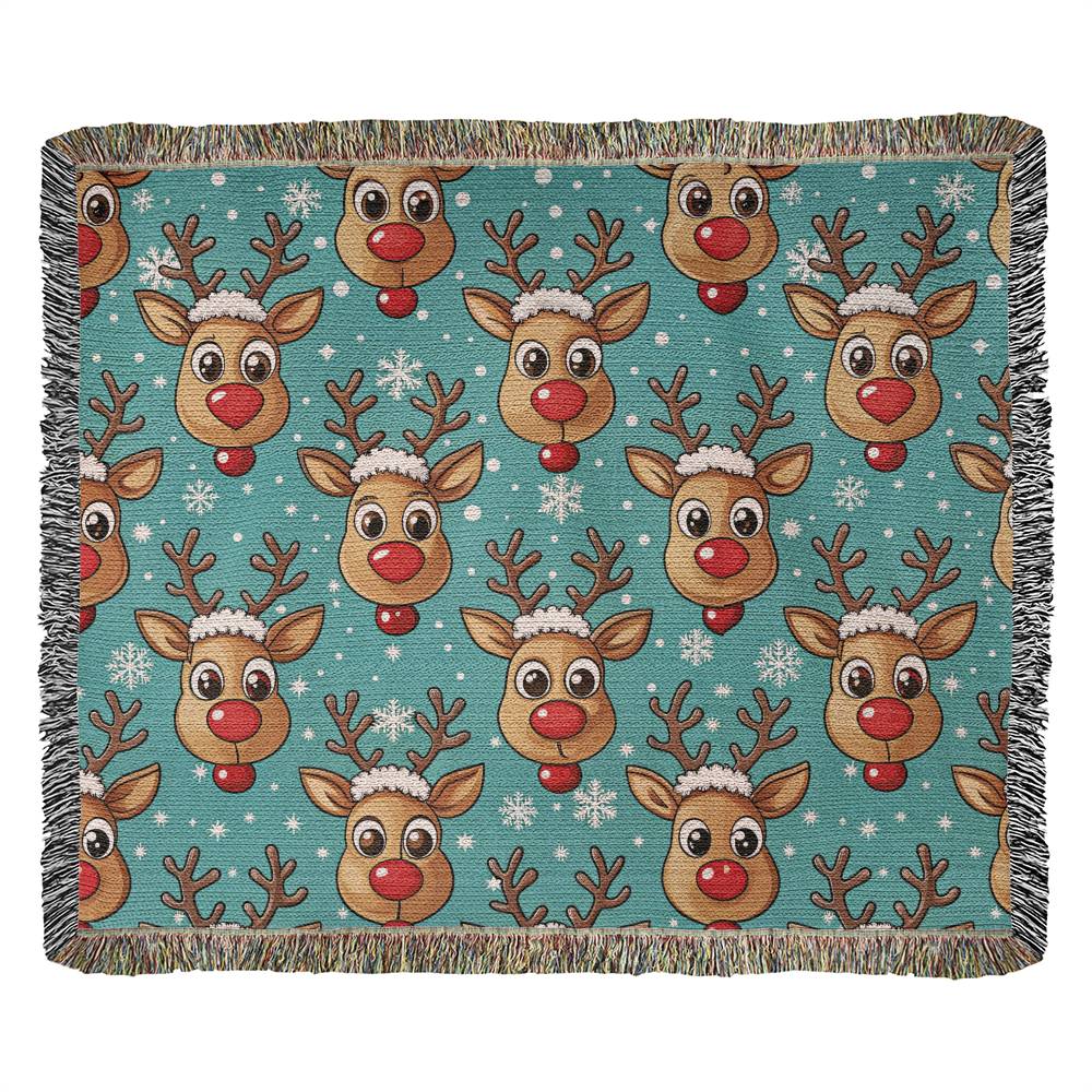 Funny Christmas Reindeer Pattern 03 - 60" x 50" Heirloom Woven Blanket