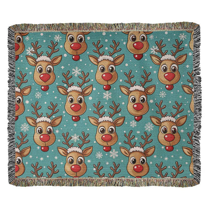 Funny Christmas Reindeer Pattern 03 - 60" x 50" Heirloom Woven Blanket