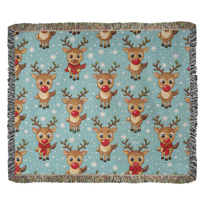 Funny Christmas Reindeer Pattern 05 - 60" x 50" Heirloom Woven Blanket