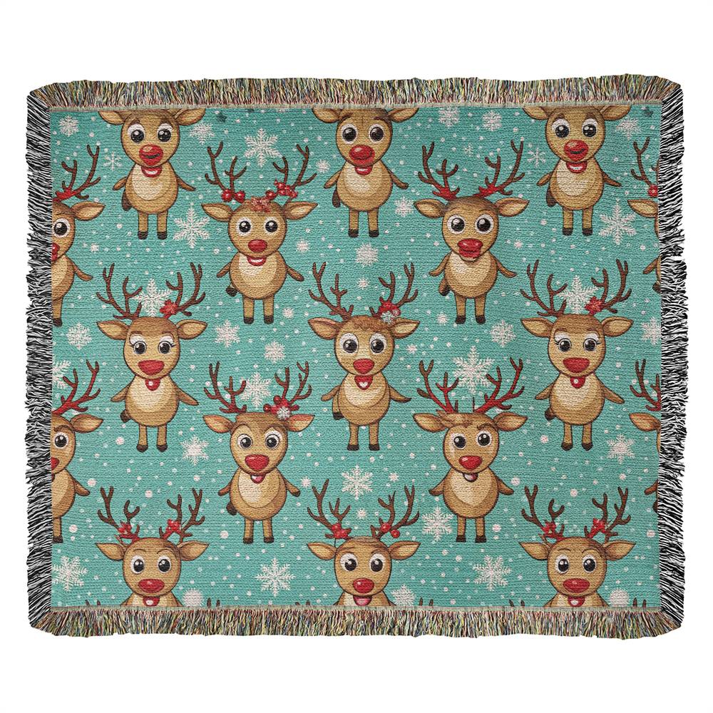 Funny Christmas Reindeer Pattern 06 - 60" x 50" Heirloom Woven Blanket