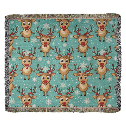 Funny Christmas Reindeer Pattern 06 - 60" x 50" Heirloom Woven Blanket