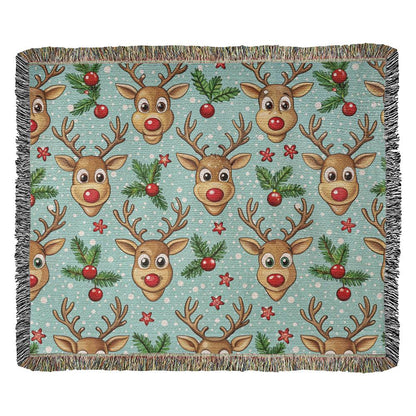 Funny Christmas Reindeer Pattern 04 - 60" x 50" Heirloom Woven Blanket