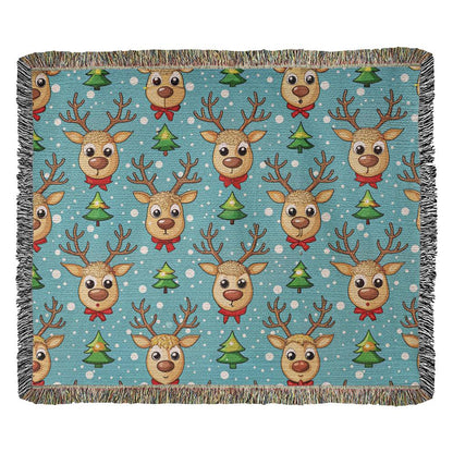 Funny Christmas Reindeer Pattern 11 - 60" x 50" Heirloom Woven Blanket