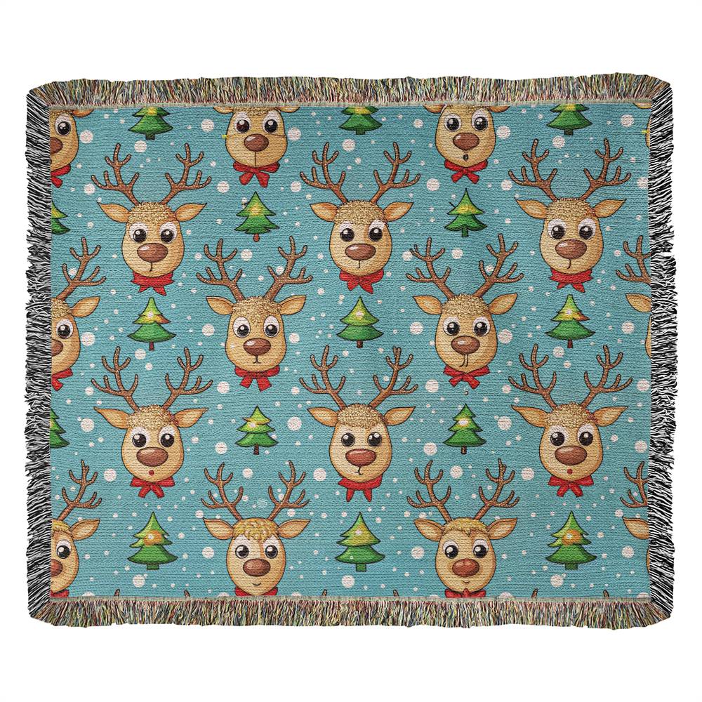 Funny Christmas Reindeer Pattern 11 - 60" x 50" Heirloom Woven Blanket