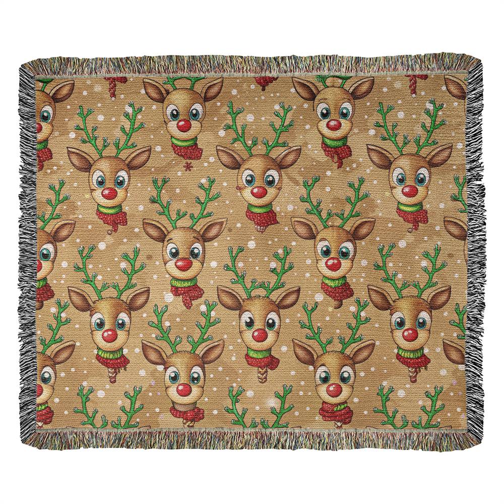 Funny Christmas Reindeer Pattern 07 - 60" x 50" Heirloom Woven Blanket