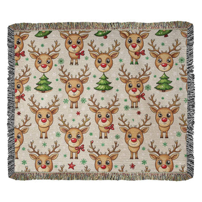 Funny Christmas Reindeer Pattern 09 - 60" x 50" Heirloom Woven Blanket