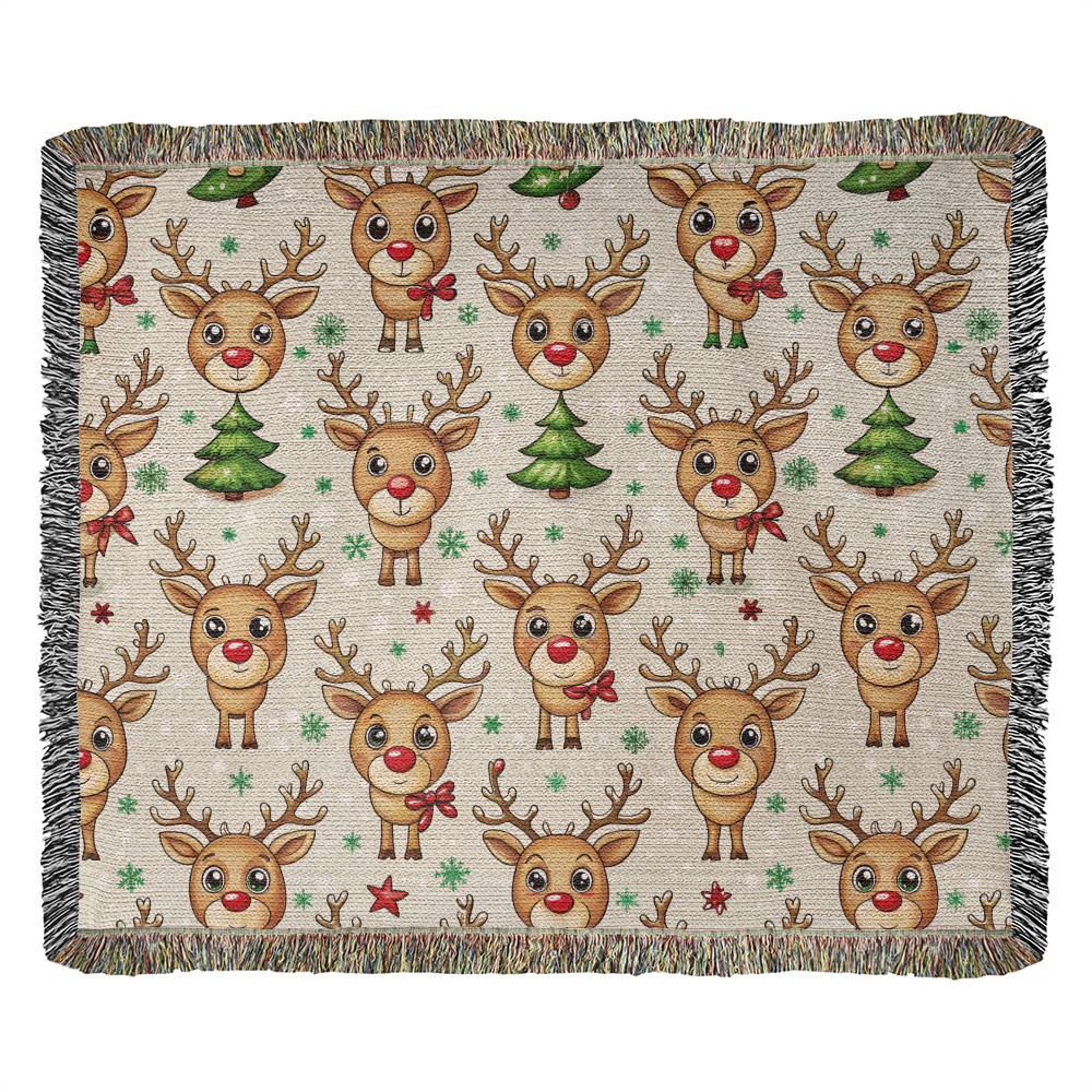 Funny Christmas Reindeer Pattern 09 - 60" x 50" Heirloom Woven Blanket