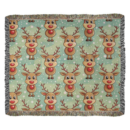 Funny Christmas Reindeer Pattern 10 - 60" x 50" Heirloom Woven Blanket